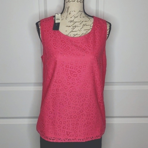 Talbots 🩷 sleeveless lined eyelet lined cotton tank blouse, 🆕 - Picture 1 of 12